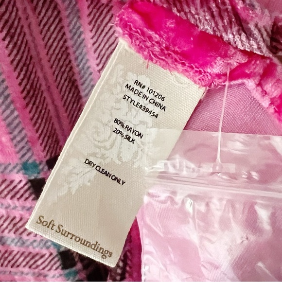 Soft Surroundings Silk-Blend Pink Plaid Button Front Shirt Size XXSP - Picture 7 of 11